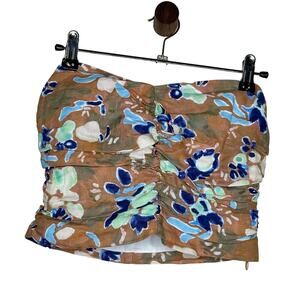Aritzia Wilfred Fatale Strapless Linen Ruched Crop Top in Molten Size 0